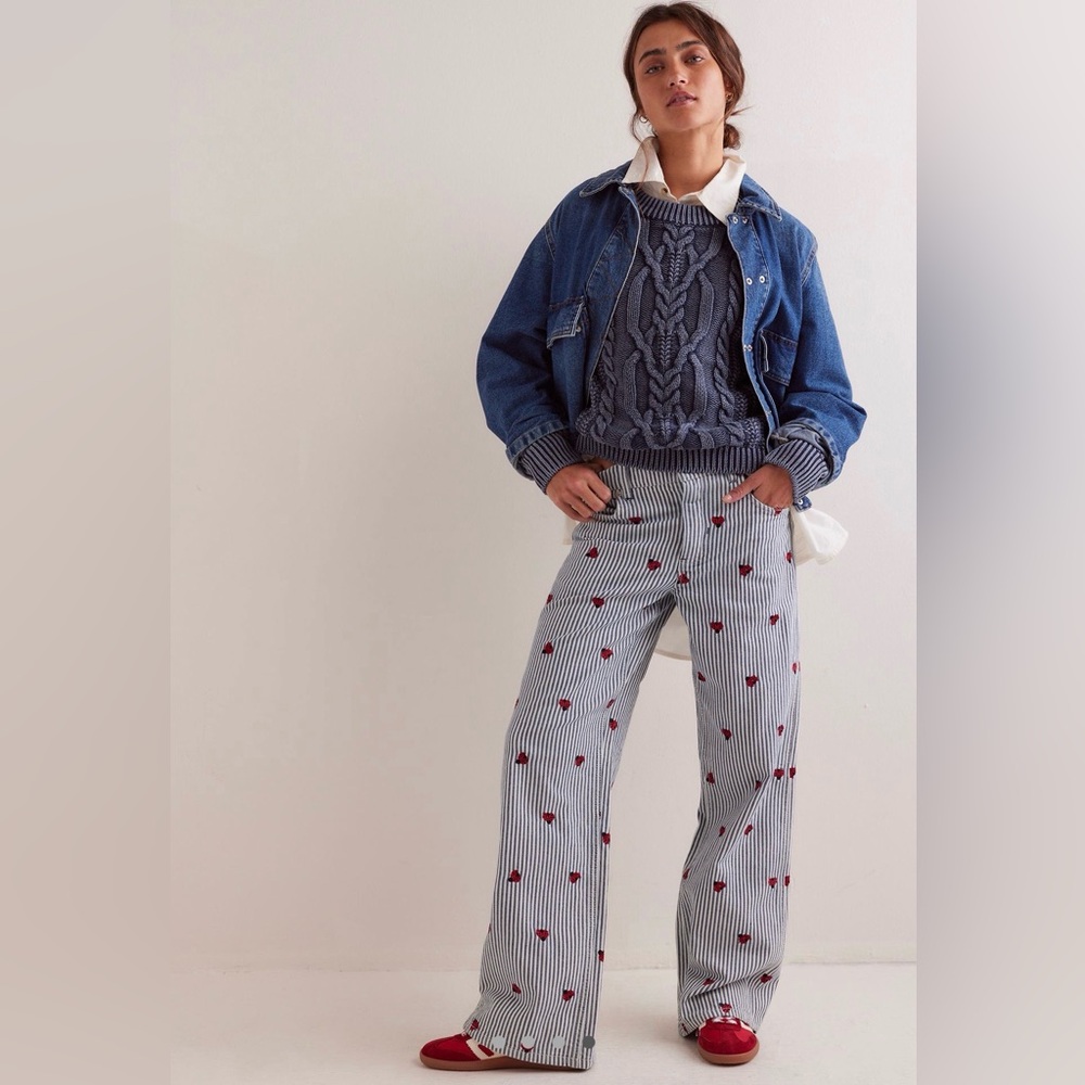 Free People We The Free Bugged Out Straight-Leg Jeans Pants Ladybug S-26